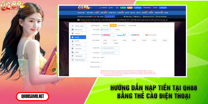 Hướng dẫn nạp tiền tại QH88 bằng thẻ cào điện thoại